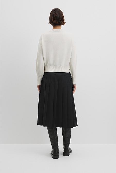 Organically Grown Cotton Blend Crop Crew Neck Knit