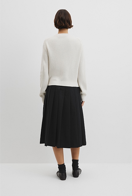 Australian Cotton Wool Blend Zip Through Knit Cardigan