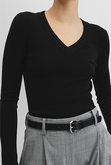 Wool Silk V-Neck Neck Wool Silk V-Neck Neck