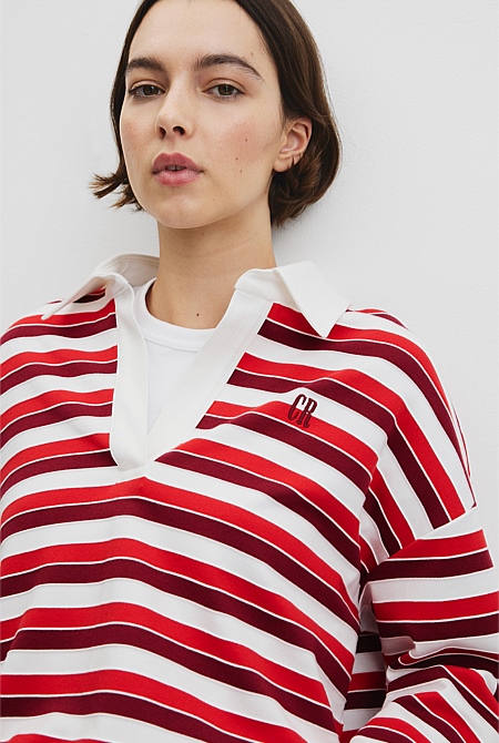 Australian Grown Cotton Stripe Texture Rugby Sweat