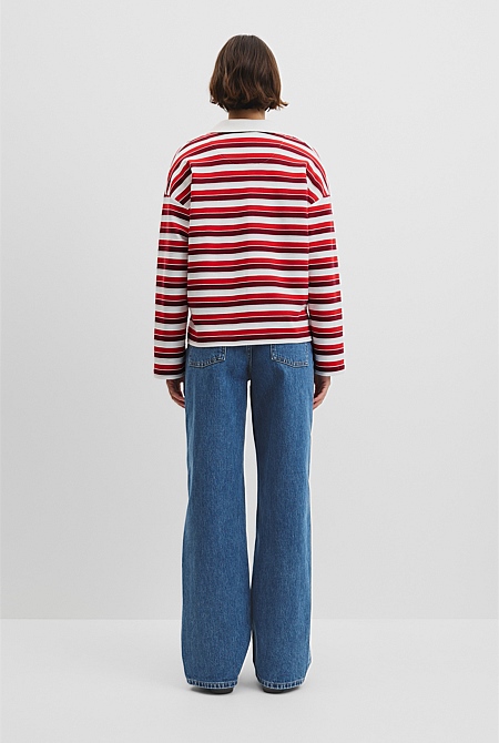 Australian Grown Cotton Stripe Texture Rugby Sweat