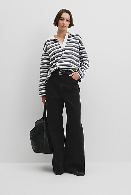 Australian Grown Cotton Stripe Texture Rugby Sweat
