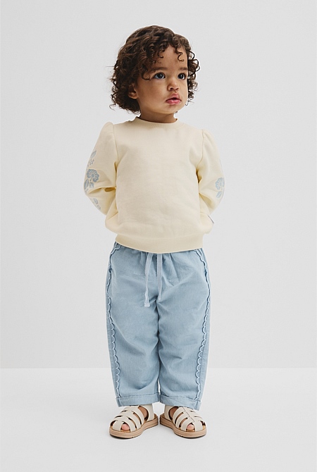 Australian Cotton Embroidered Sleeve Sweat