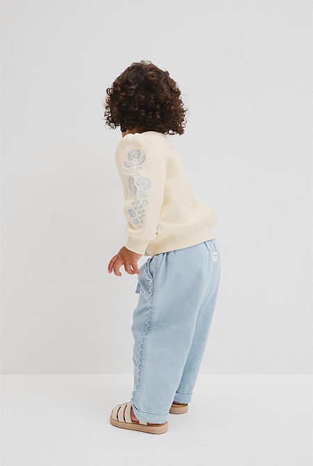 Australian Cotton Embroidered Sleeve Sweat