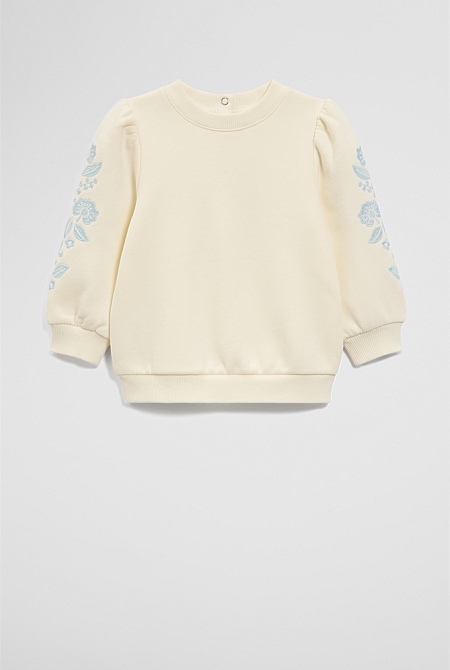 Australian Cotton Embroidered Sleeve Sweat