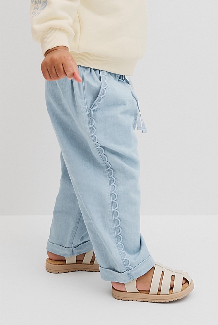 Scalloped Chambray Pant