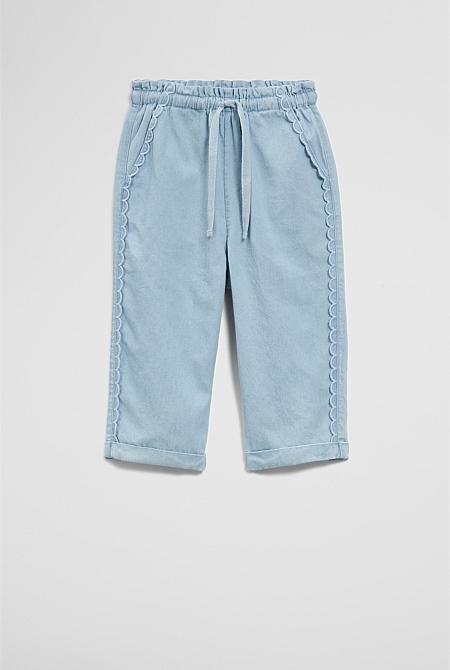 Scalloped Chambray Pant