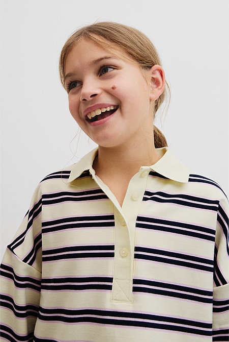 Teen Organically Grown Cotton Long Sleeve Stripe Rugby Top