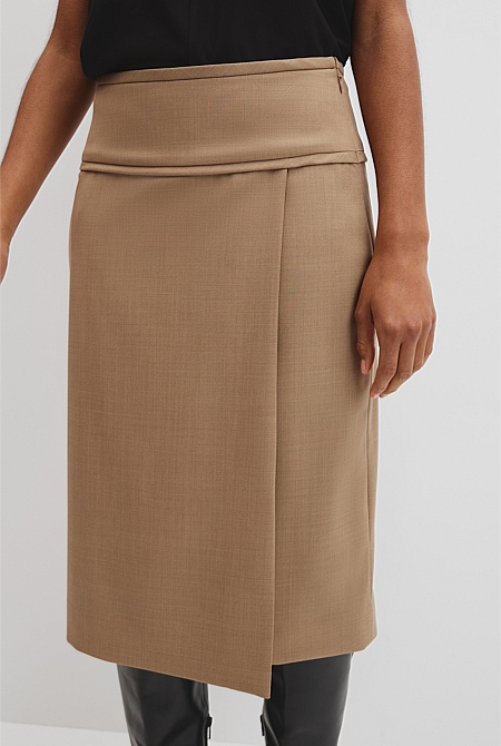 Wool Blend Wrap Skirt