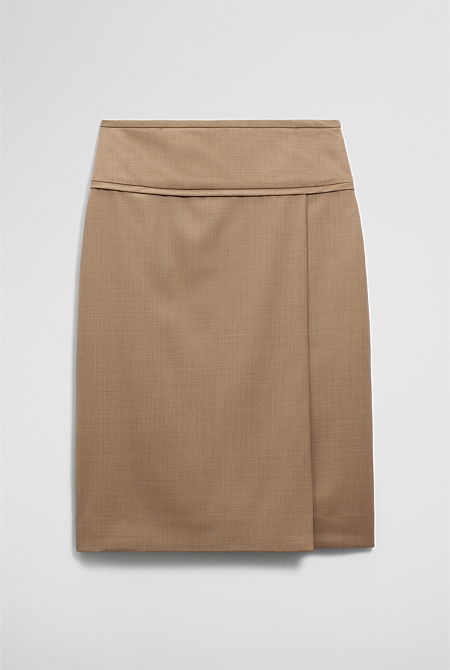 Wool Blend Wrap Skirt