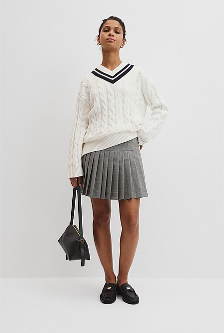 V-Neck Cable Knit