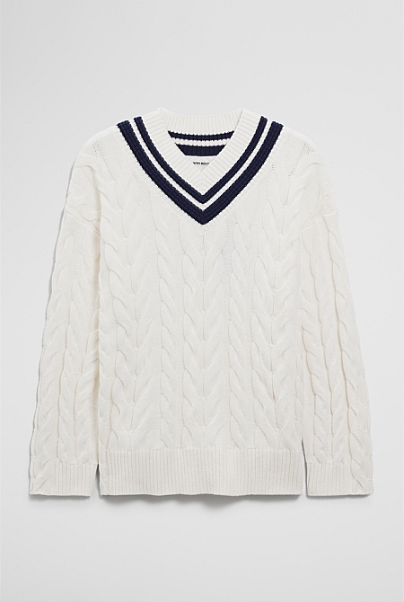 V-Neck Cable Knit