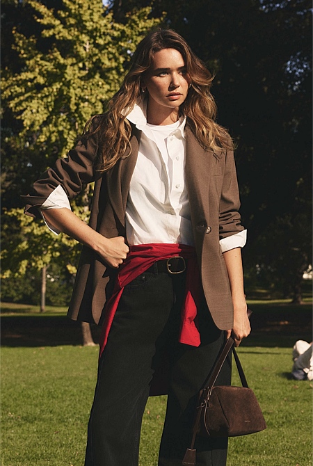 Wool Blend Cross Over Blazer Wool Blend Cross Over Blazer