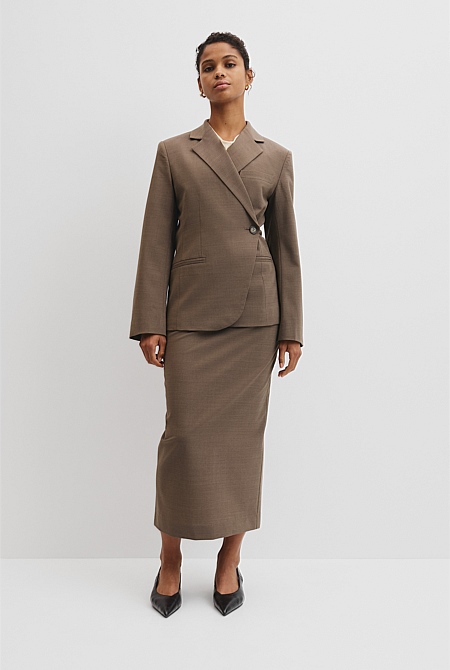 Wool Blend Cross Over Blazer