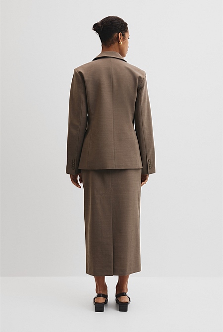 Wool Blend Cross Over Blazer