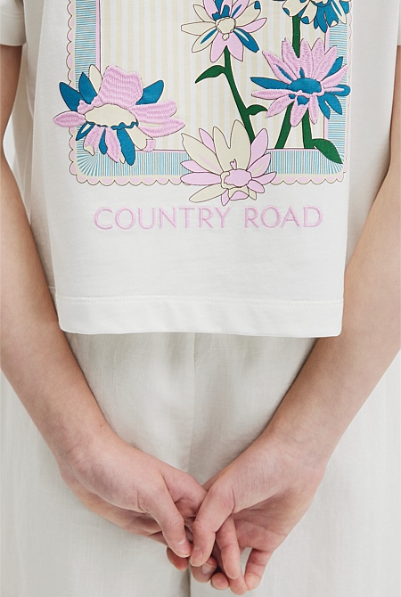 Teen Australian Cotton Short Sleeve Boxy Print T-Shirt