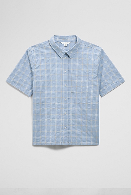 Teen Contrast Check Short Sleeve Shirt Teen Contrast Check Short Sleeve Shirt