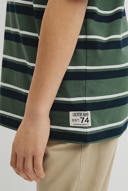 Teen Australian Cotton Relaxed Stripe Short Sleeve T-Shirt