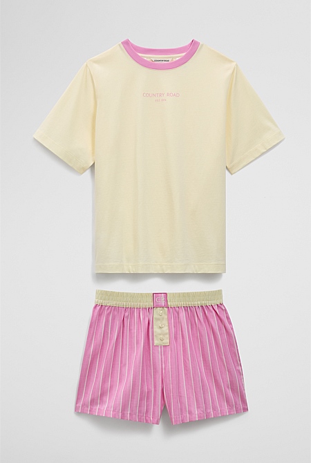 Teen Australian Cotton Short Sleeve Stripe Sleep Set