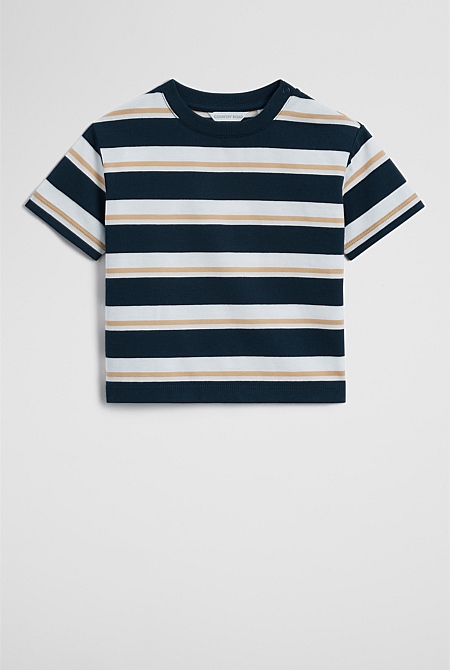 Australian Cotton Oversized Stripe Short Sleeve T-Shirt Australian Cotton Oversized Stripe Short Sleeve T-Shirt