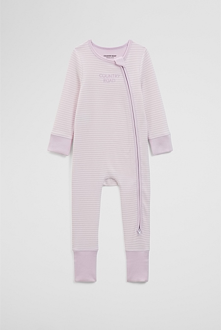 Organically Grown Cotton Stripe Rib Jumpsuit