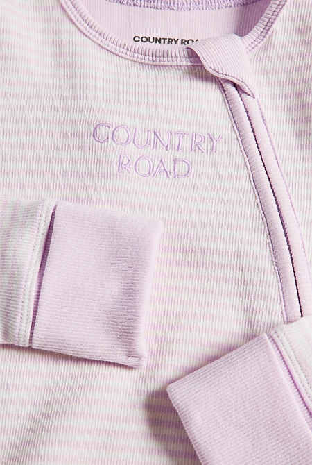 Organically Grown Cotton Stripe Rib Jumpsuit