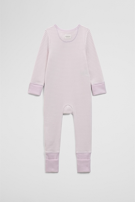 Organically Grown Cotton Stripe Rib Jumpsuit