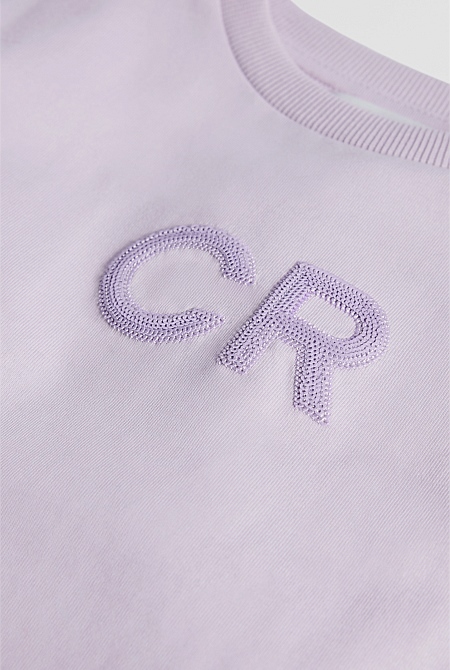 Organically Grown Cotton Short Sleeve Sequin Logo T-Shirt