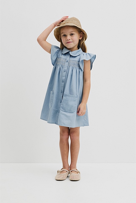 Organically Grown Cotton Short Sleeve Chambray Dress