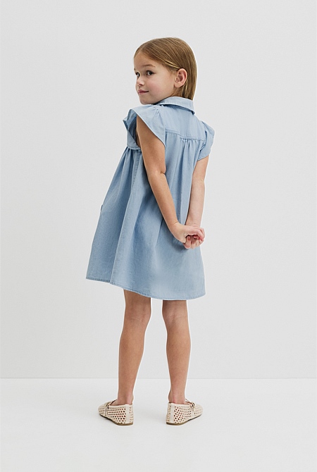 Organically Grown Cotton Short Sleeve Chambray Dress