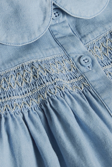 Organically Grown Cotton Short Sleeve Chambray Dress