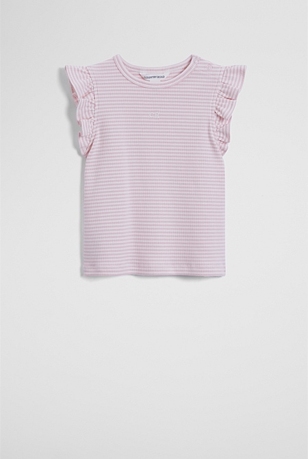 Australian Cotton Blend Short Sleeve Stripe Rib T-Shirt