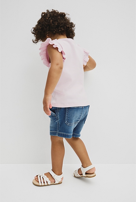 Australian Cotton Blend Short Sleeve Stripe Rib T-Shirt