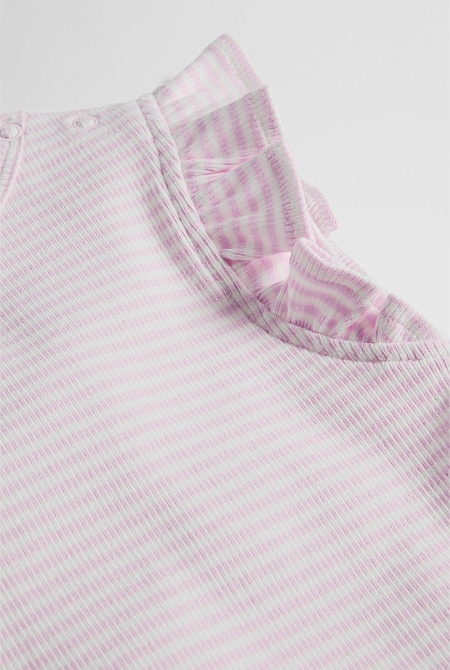 Australian Cotton Blend Short Sleeve Stripe Rib T-Shirt