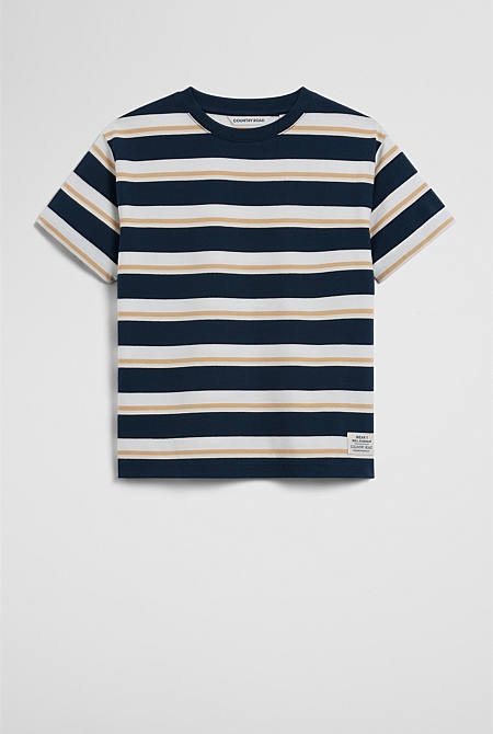 Australian Cotton Oversized Stripe Short Sleeve Tee