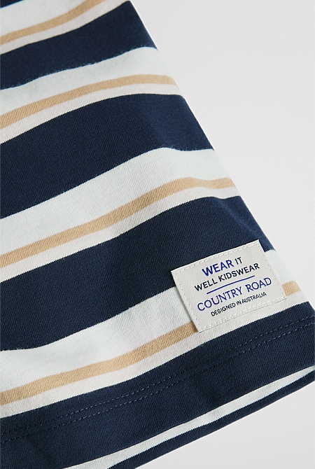 Australian Cotton Oversized Stripe Short Sleeve Tee