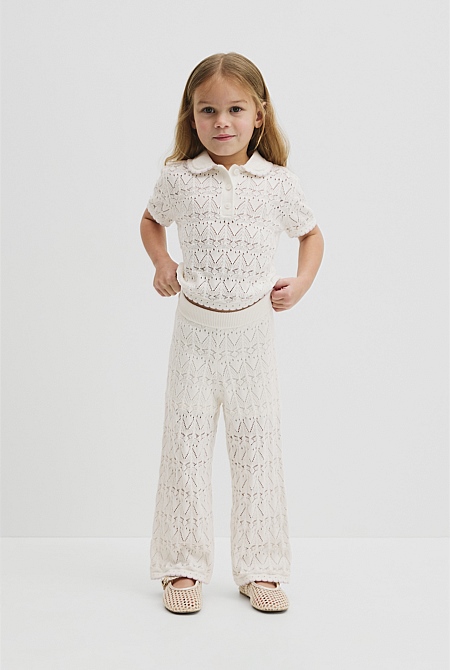 Australian Cotton Short Sleeve Collar Knit Top