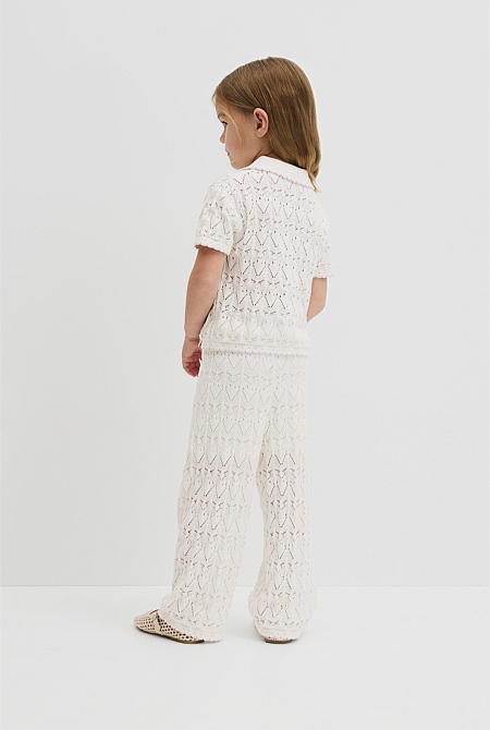 Australian Cotton Short Sleeve Collar Knit Top