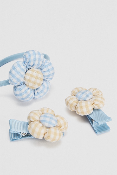 Gingham Flower Pack of 3