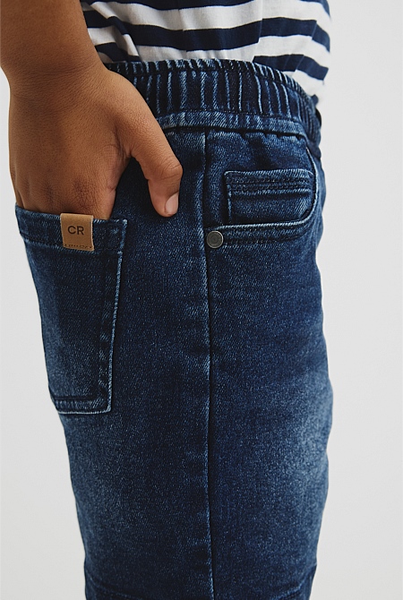 Pull On Denim Straight Pant