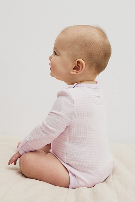 Organically Grown Cotton Long Sleeve Rib Bodysuit
