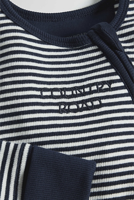 Organically Grown Cotton Stripe Rib Jumpsuit