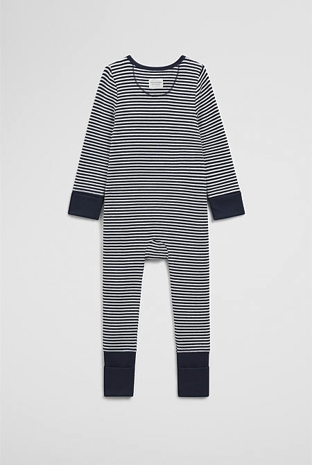 Organically Grown Cotton Stripe Rib Jumpsuit