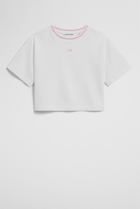 Australian Cotton Short Sleeve Crop Boxy T-Shirt Australian Cotton Short Sleeve Crop Boxy T-Shirt