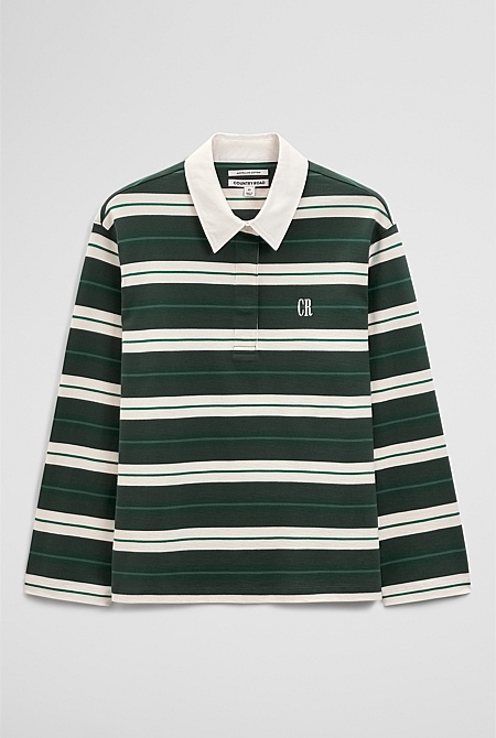 Australian Cotton Stripe Rugby Polo Sweat