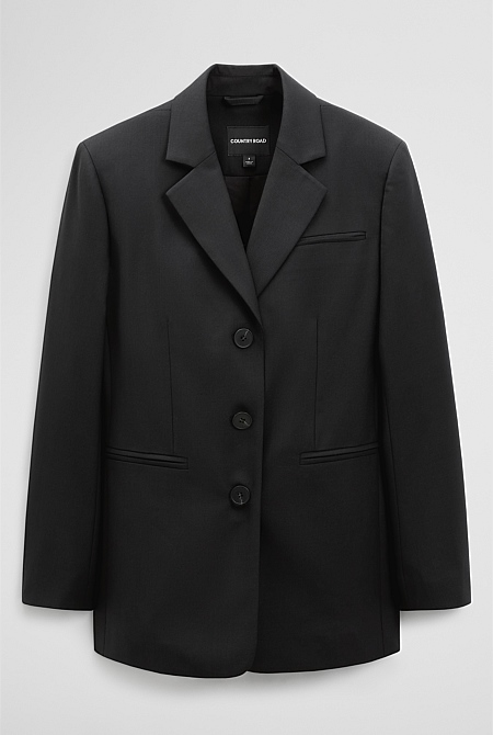 Wool Blend Tailored Blazer