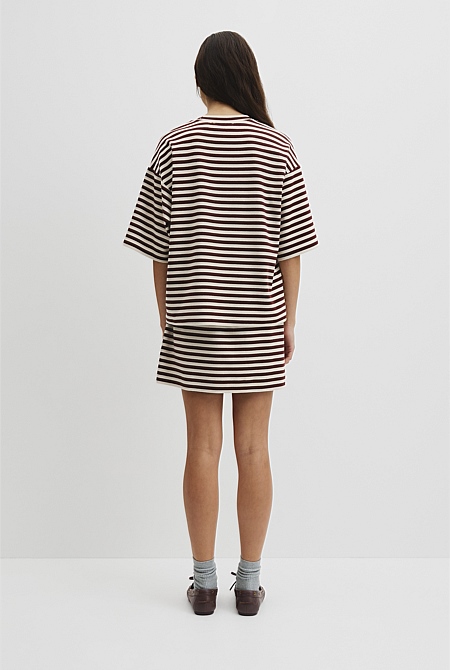 Australian Cotton Blend Stripe Boxy T-Shirt