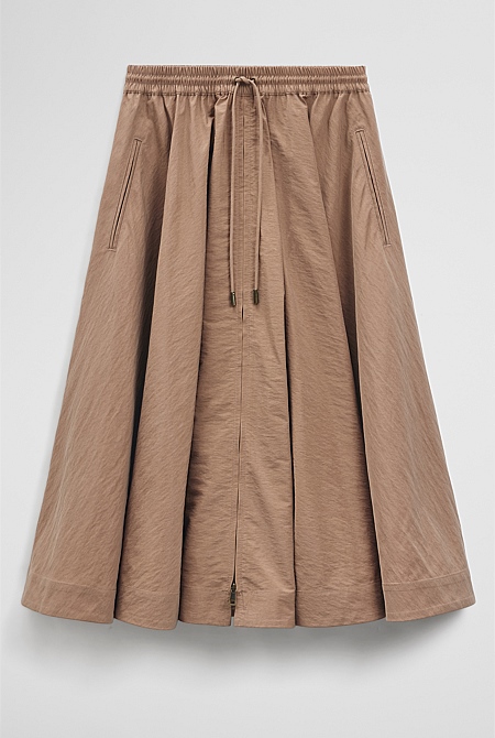 Parachute Midi Zip Skirt