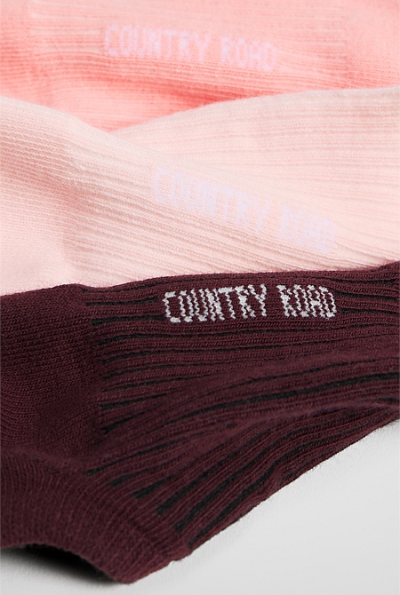 Australian Cotton Rib No-Show Sock Pack of 3