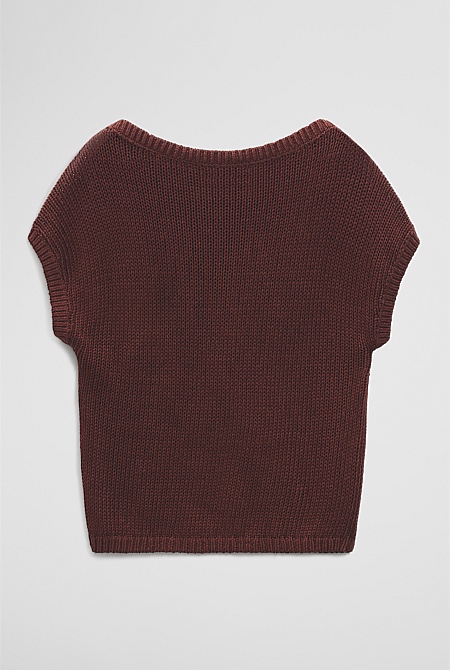 Organically Grown Cotton Asymmetric Tape Knit T-Shirt